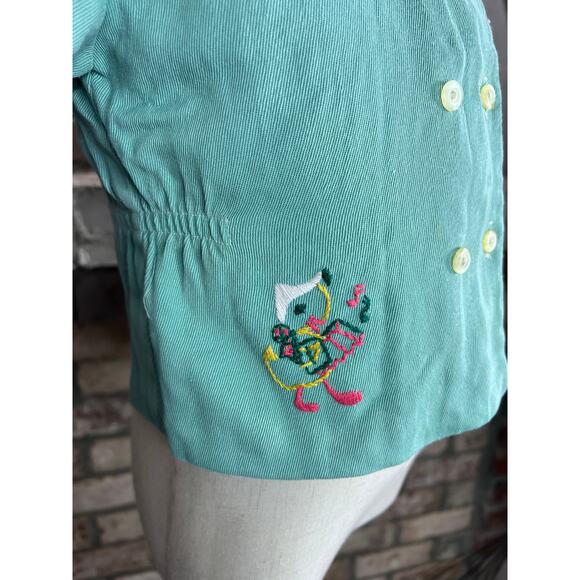 kids jacket double breasted embroidered ducks 1950s - Picture 9 of 11